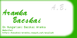 aranka bacskai business card